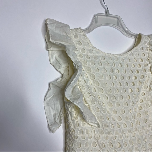Pam & Gela Lou Flutter Sleeve Eyelet Dress 8 White - Picture 12 of 13